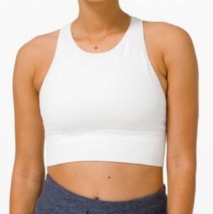 Lululemon Athletica White Ebb To Train Sports Bra
